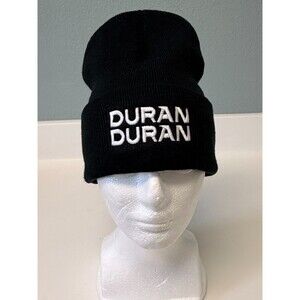 Duran Duran Beanie Hat Black Embroidered Logo Cuffed Knit Unisex One Size
